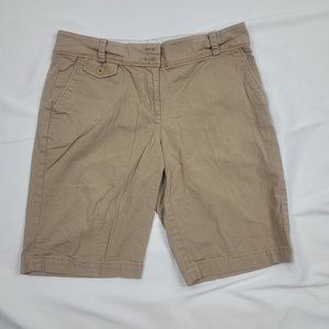 Talbots Women's Bermuda Chino Twill Khaki Brown Cotton Size 8 Petite